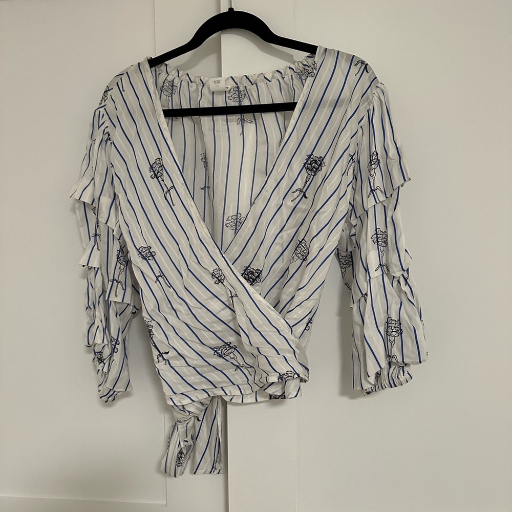 Club Monaco wrap shirt with tiered sleeve detailing